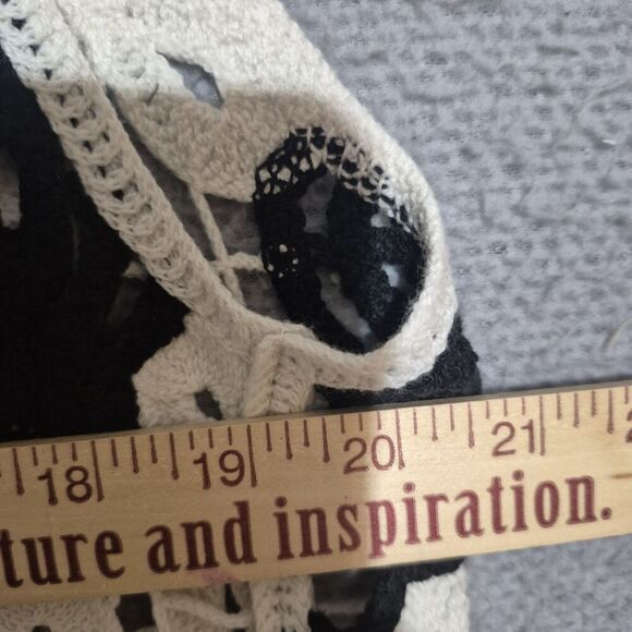 Nwt House of Harlow 1960 Women's Black White Crocheted Floral Boho Vest OS - Picture 5 of 6